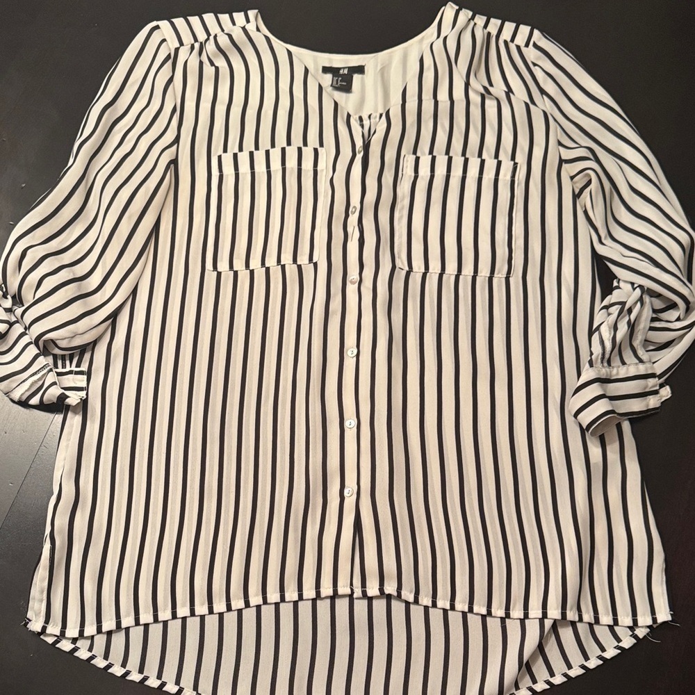 H&M Monochrome Striped Blouse